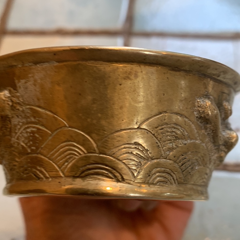 Vintage dragon figural brass miniature coal carrier - Picture 7 of 11